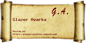 Glazer Avarka névjegykártya